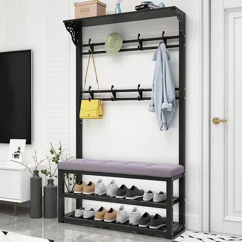Canapé à chaussures mobile T1 pour chambre à coucher, vêtements en métal, meubles d'entrée de maison