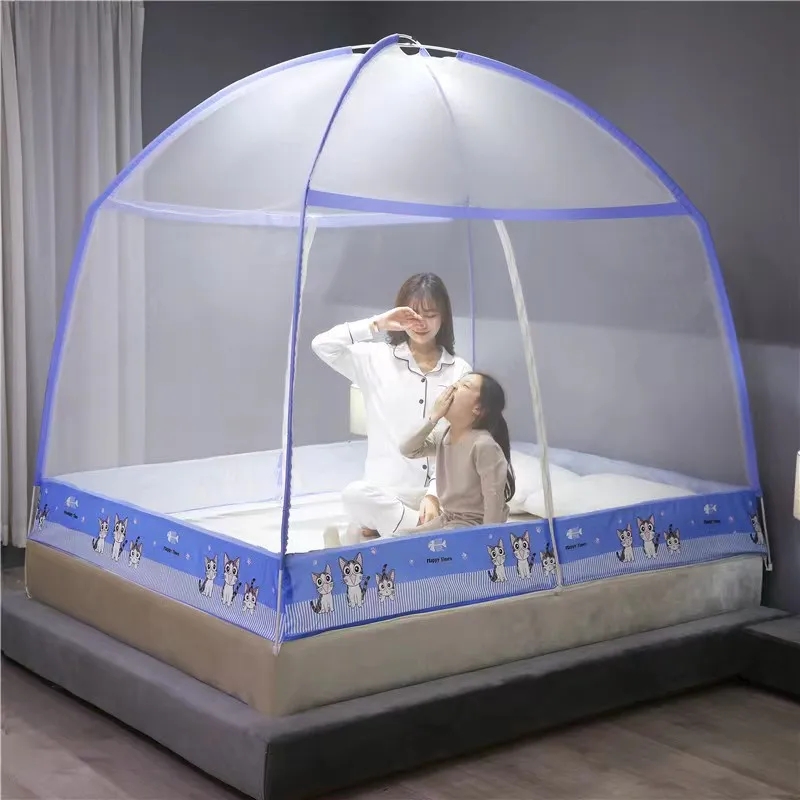 Moustiquaire Portable Pliante, Fermeture à Glissière Ouverte Rapidement, Entièrement Fermée, Anti-buée, Gril, Tente, Double Porte, Couvre-Lit,