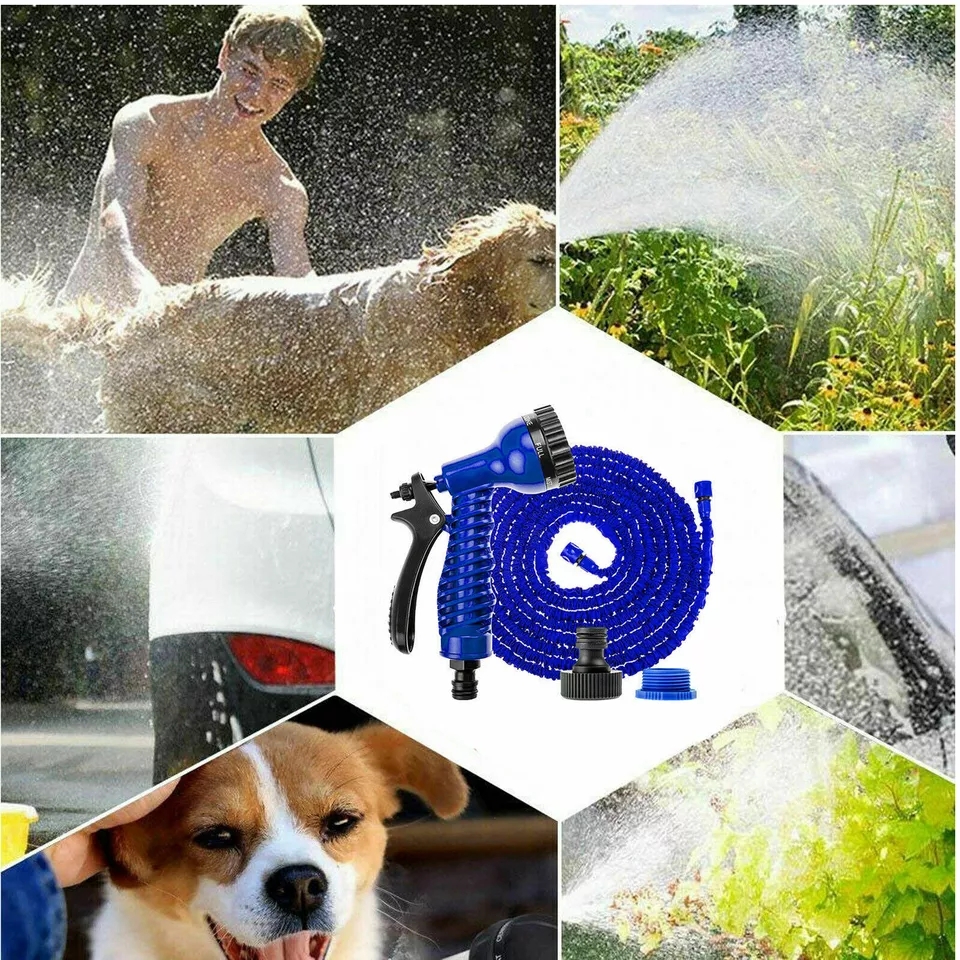 Kit de tuyau de pistolet à eau extensible en PVC, magique, avec 6 modes de pulvérisation, pour le jardin, la ferme, l'irrigation et le lavage de voiture 30 metres